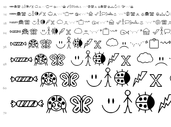 DJB Doodled Bits font waterfall